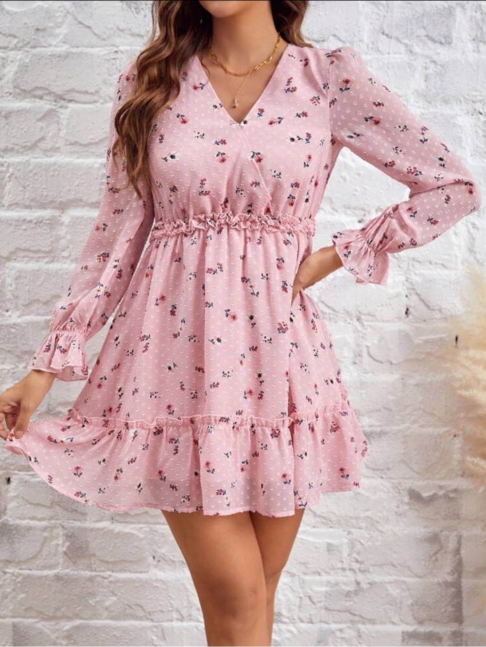 Frenchy Floral Printed Bell Sleeve Dress